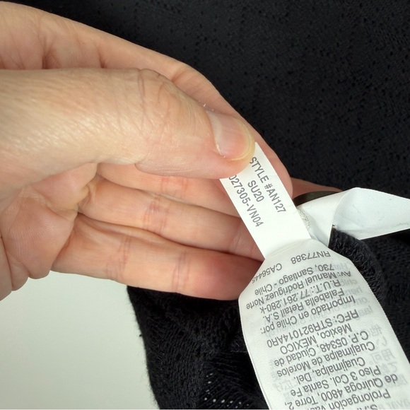 Madewell Black Knit Pointelle Button-Front Cotton Cropped Scoop Top Size XL - Picture 7 of 9